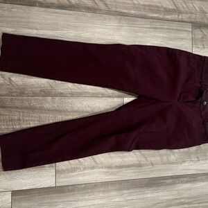 LOFT Red Skinny Pants Textured Fabric